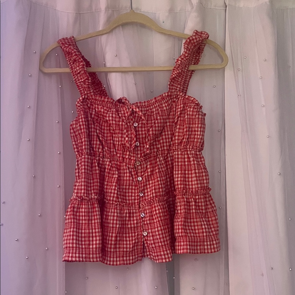 Rewind Red Checkered Tank Top